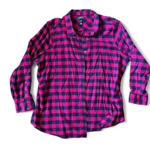 Lands' End Red and Black Plaid Shirt